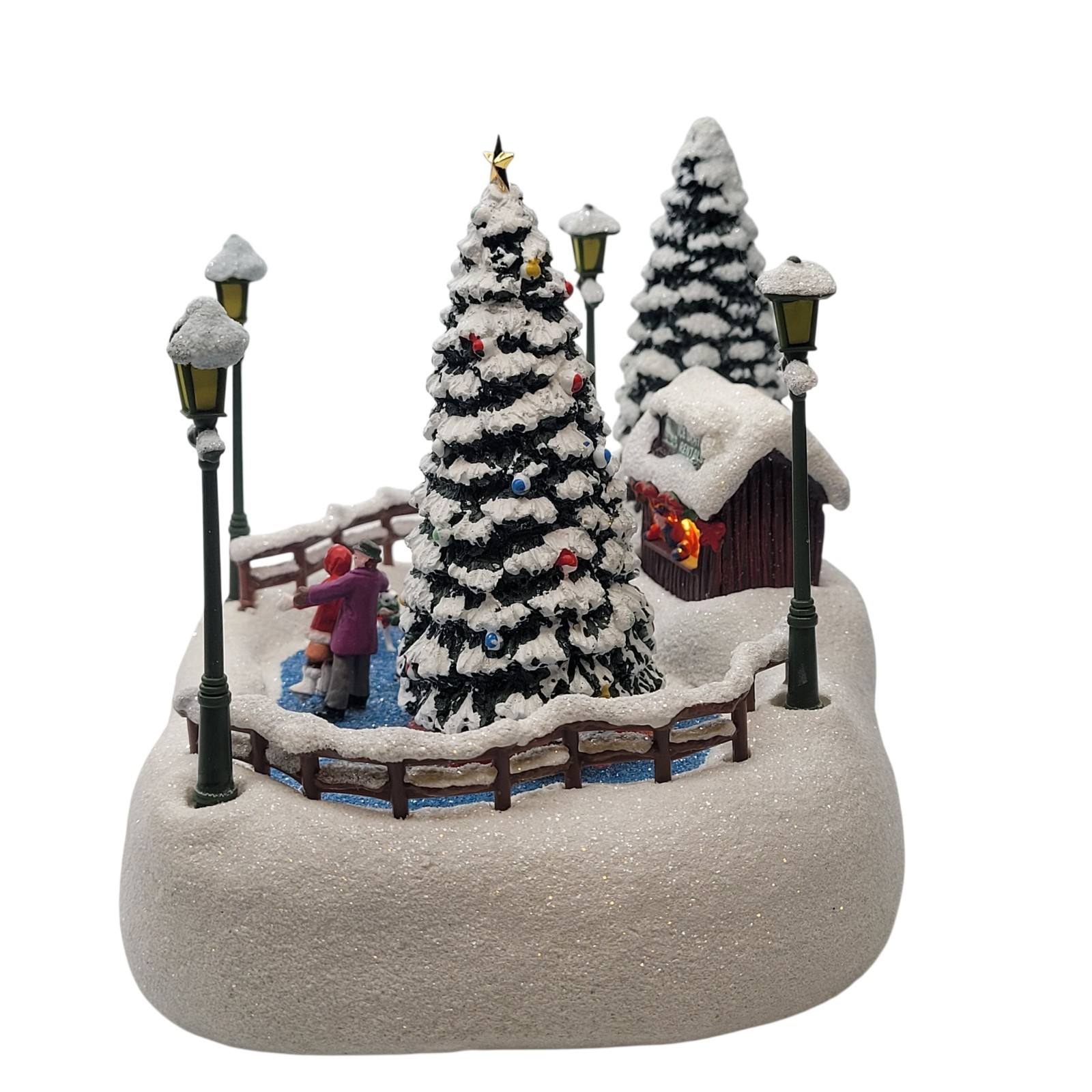2024 Thomas Kinkade Teleflora Oh What Fun Christmas Village Light Up Ice Skaters