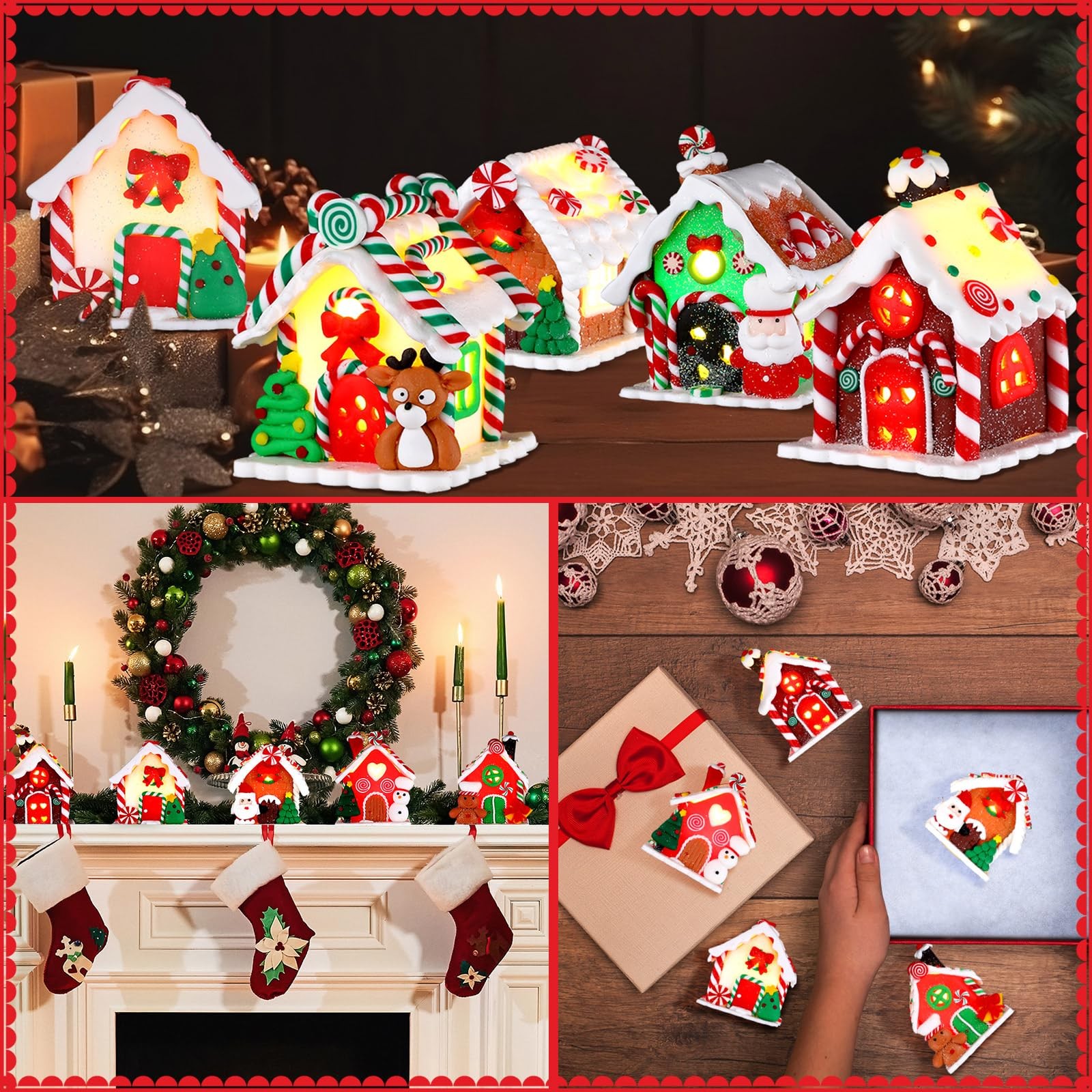 Shappy 48 Pcs Christmas Village Houses 2.17 x 1.77 x 3.15 inches, Multicolor