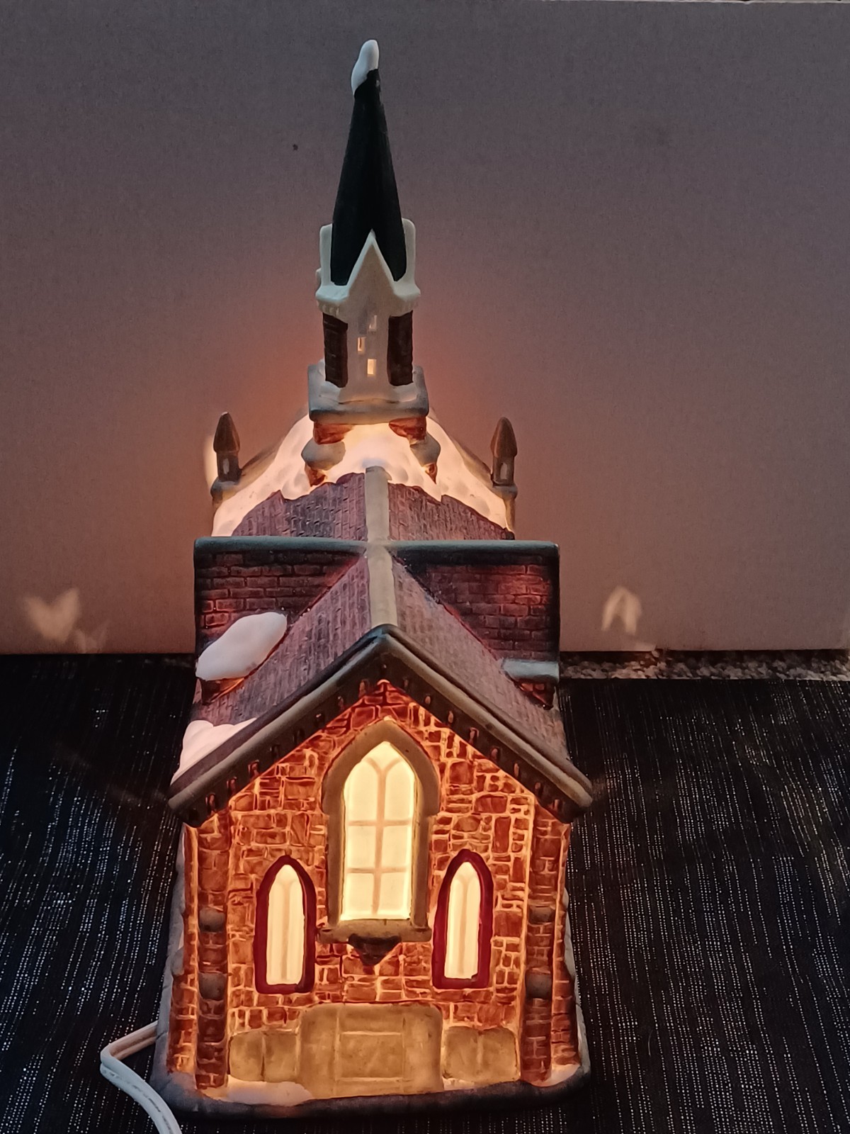Vintage Porcelain Lighted Hand Painted Christmas Village Church
