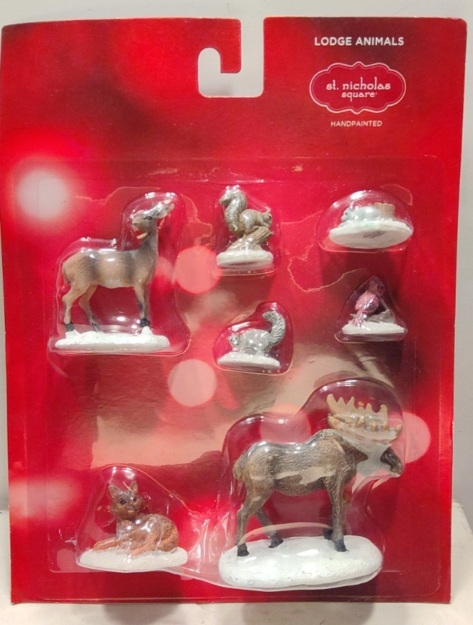 St Nicholas Square Hand Painted Resin – Lodge Animals – NIP