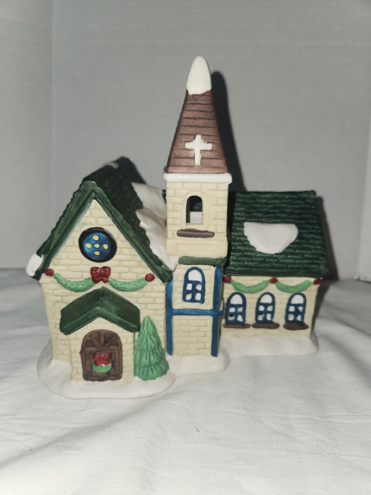 Christmas Village Small Church Hand Painted No Lights See Description and Pics