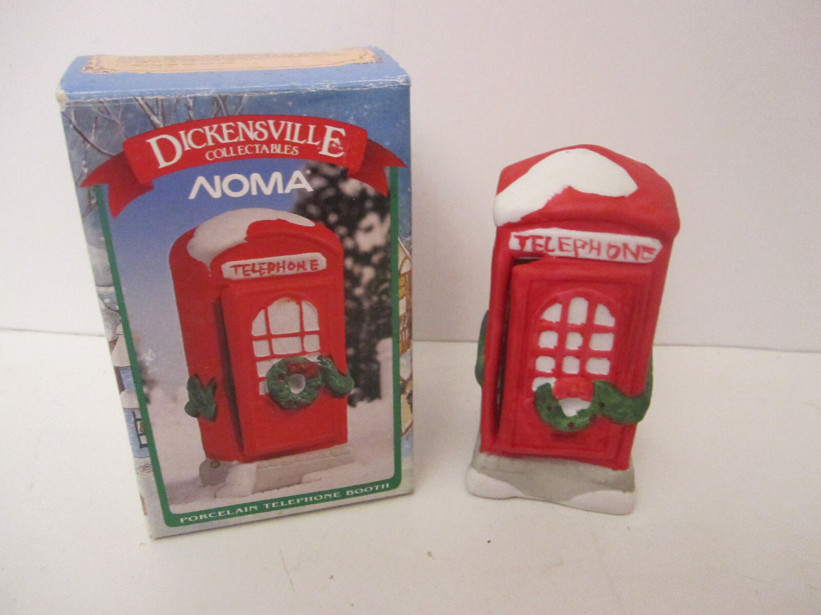PORCELAIN TELEPHONE BOOTH DICKENSVILLE CHRISTMAS COLLECTIBLE 1991 REX & LEE