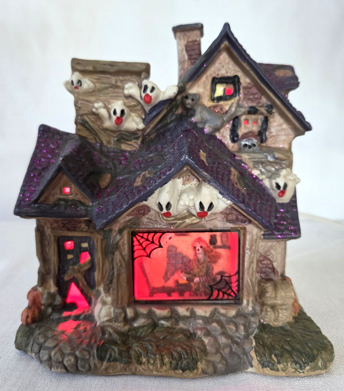 East West Distributing Halloween House Cottage Witch Ghost Village Light Up Plug