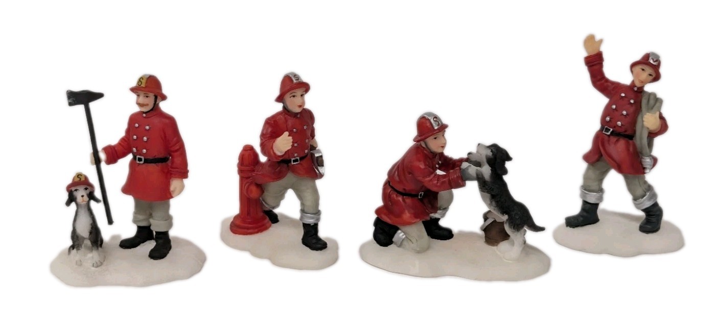 Heartland Valley Set of 4 Firemen Figurines Christmas Village Accessories