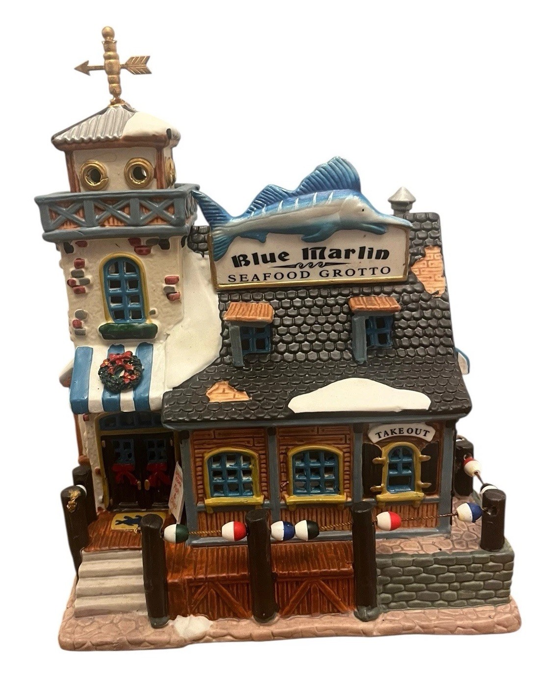 Blue Marlin Seafood Grotto Lemax Plymouth Corners Lighted Christmas Village