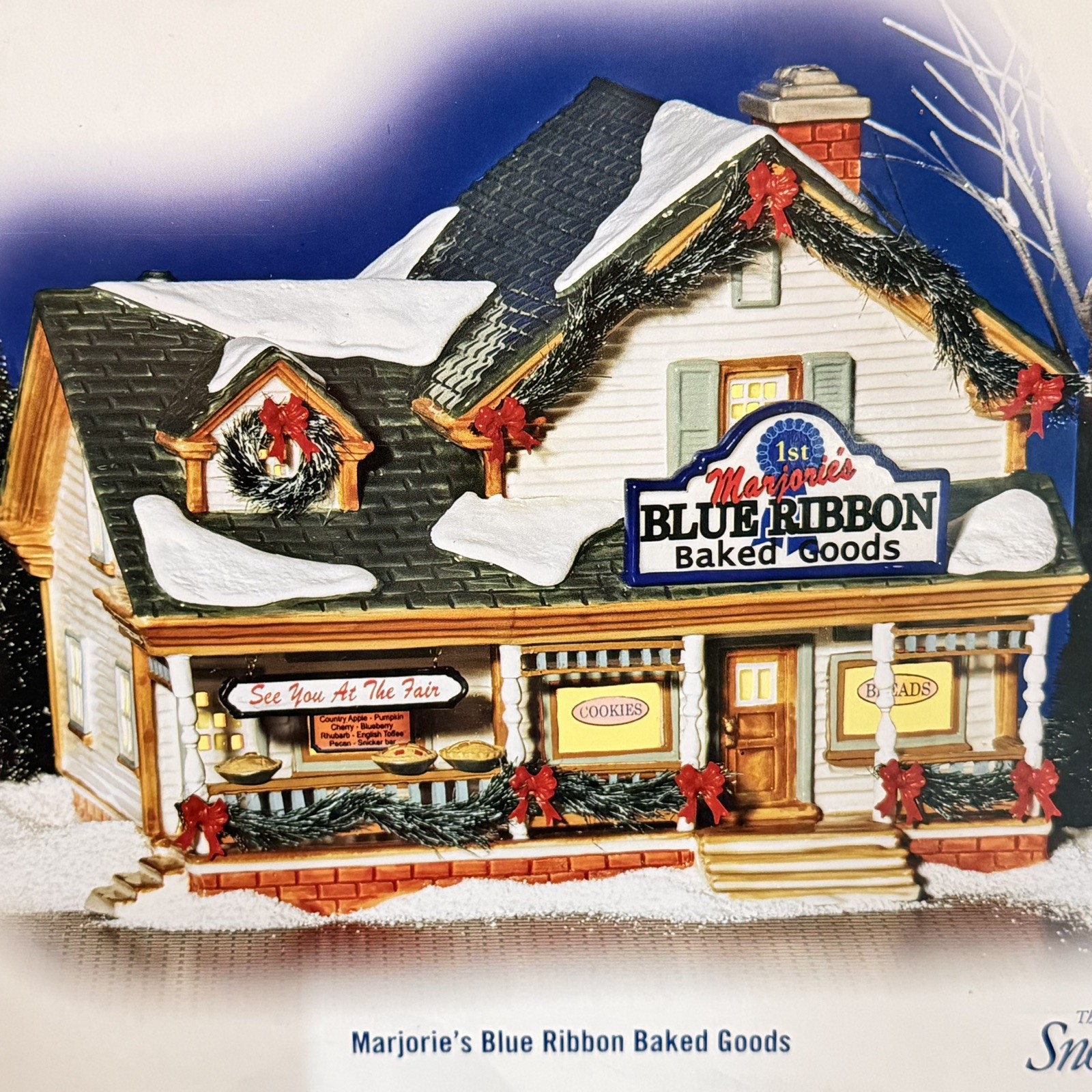 SIGNED! Department 56 Snow Village Marjorie’s Blue Ribbon Baked Goods READ ❤️🎉
