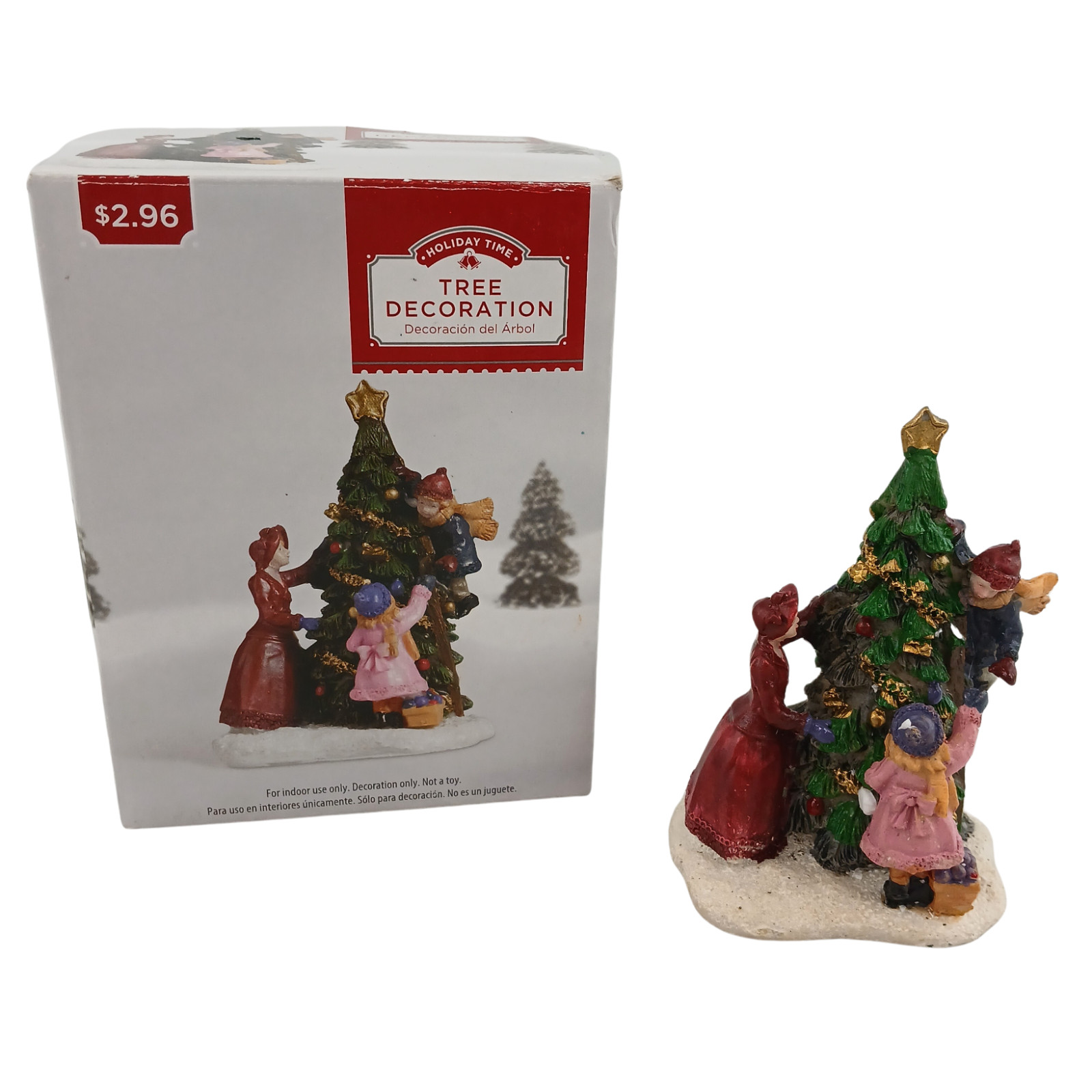 Holiday Time Victorian Family Decorating Christmas Tree Figurine 3.5″ w/ Box