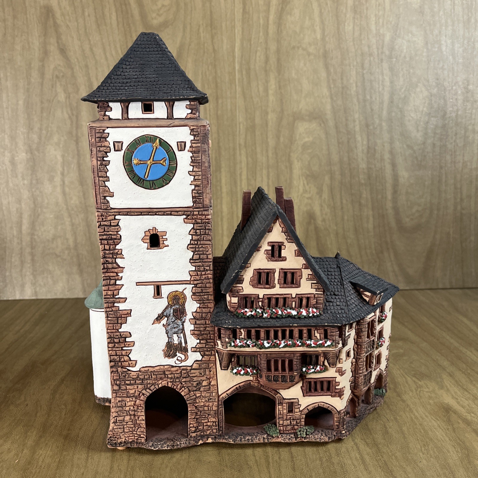 Ceramic Miniature Clay House Candle Holder Village Town Handmade Lithuania