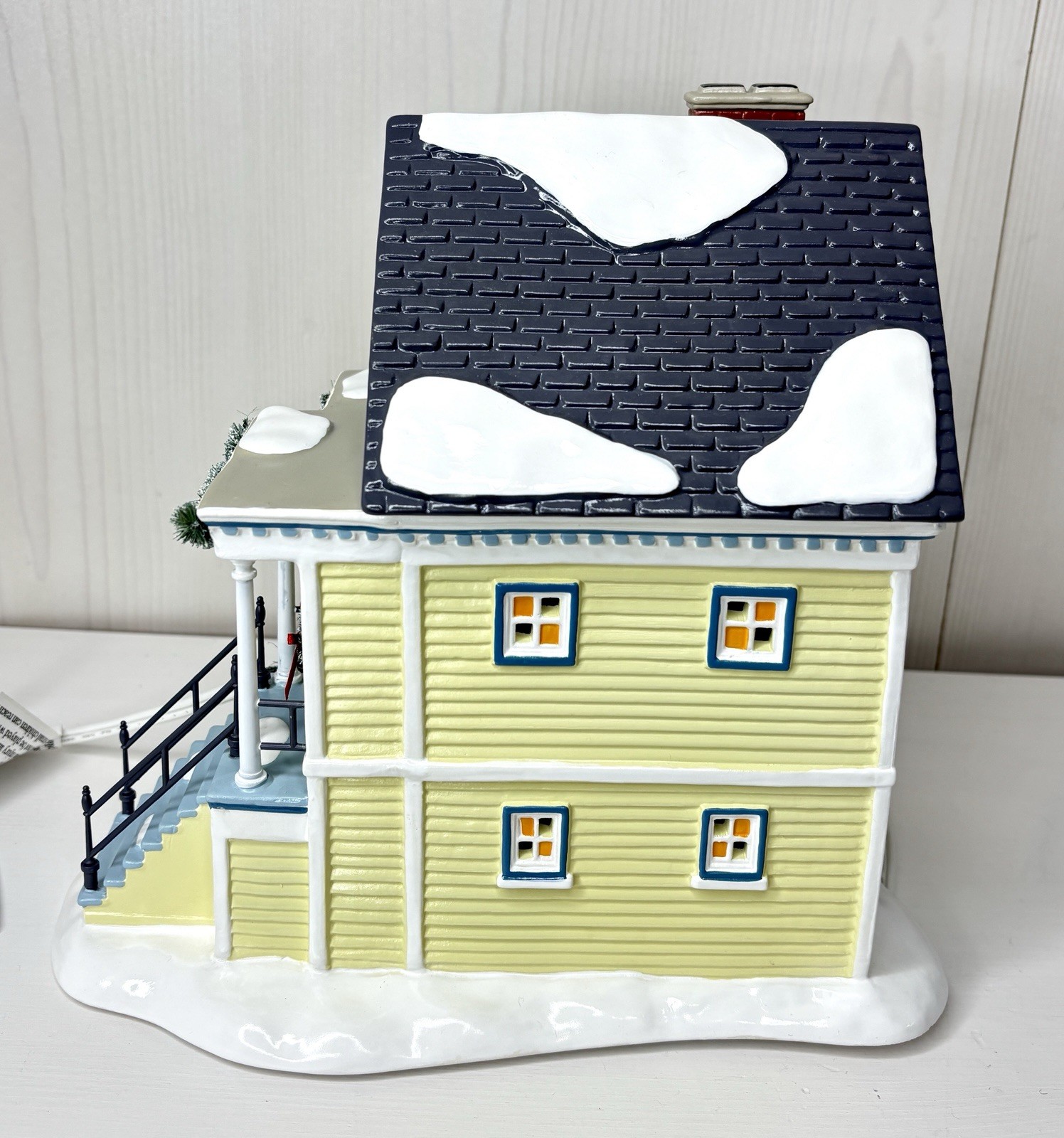 Department 56 Snow Village 1231 Dunn Street 2023 Lighted Yellow House 6011428