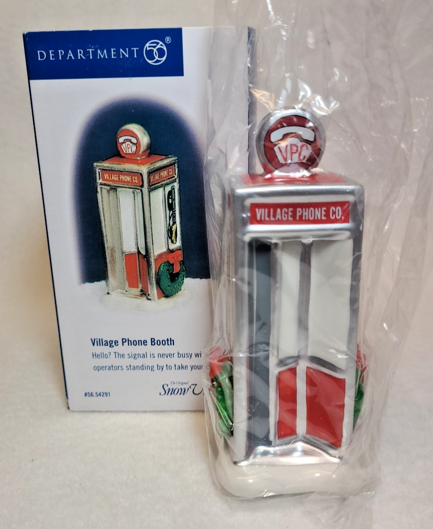 Department 56 Snow Village Phone Booth w/ Box – 54291, 1992 Ret, 3rd Box