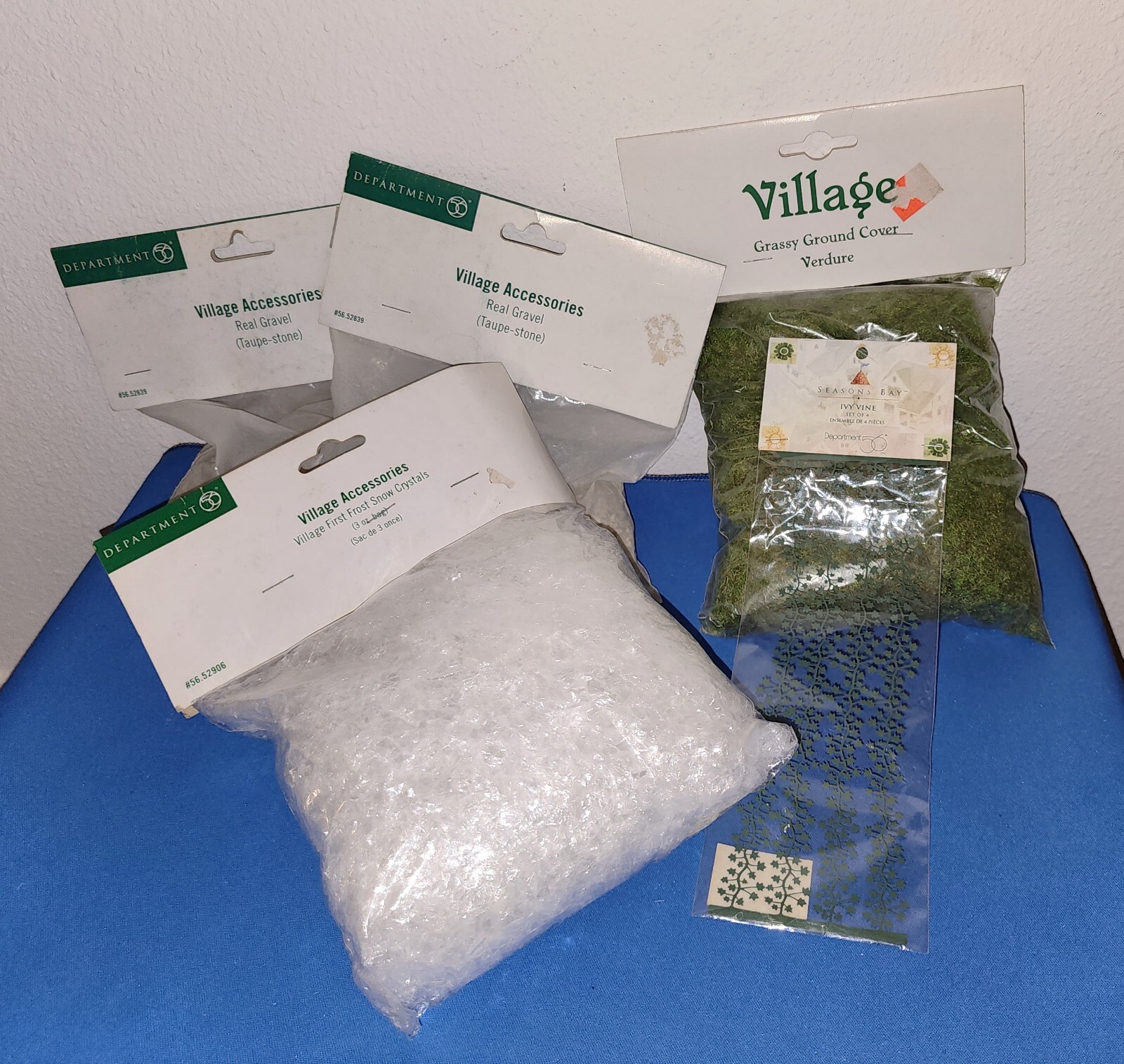 Dept 56 Village Frost Snow Crystals, Grassy Ground Cover & 2 Bags Gravel & Vine