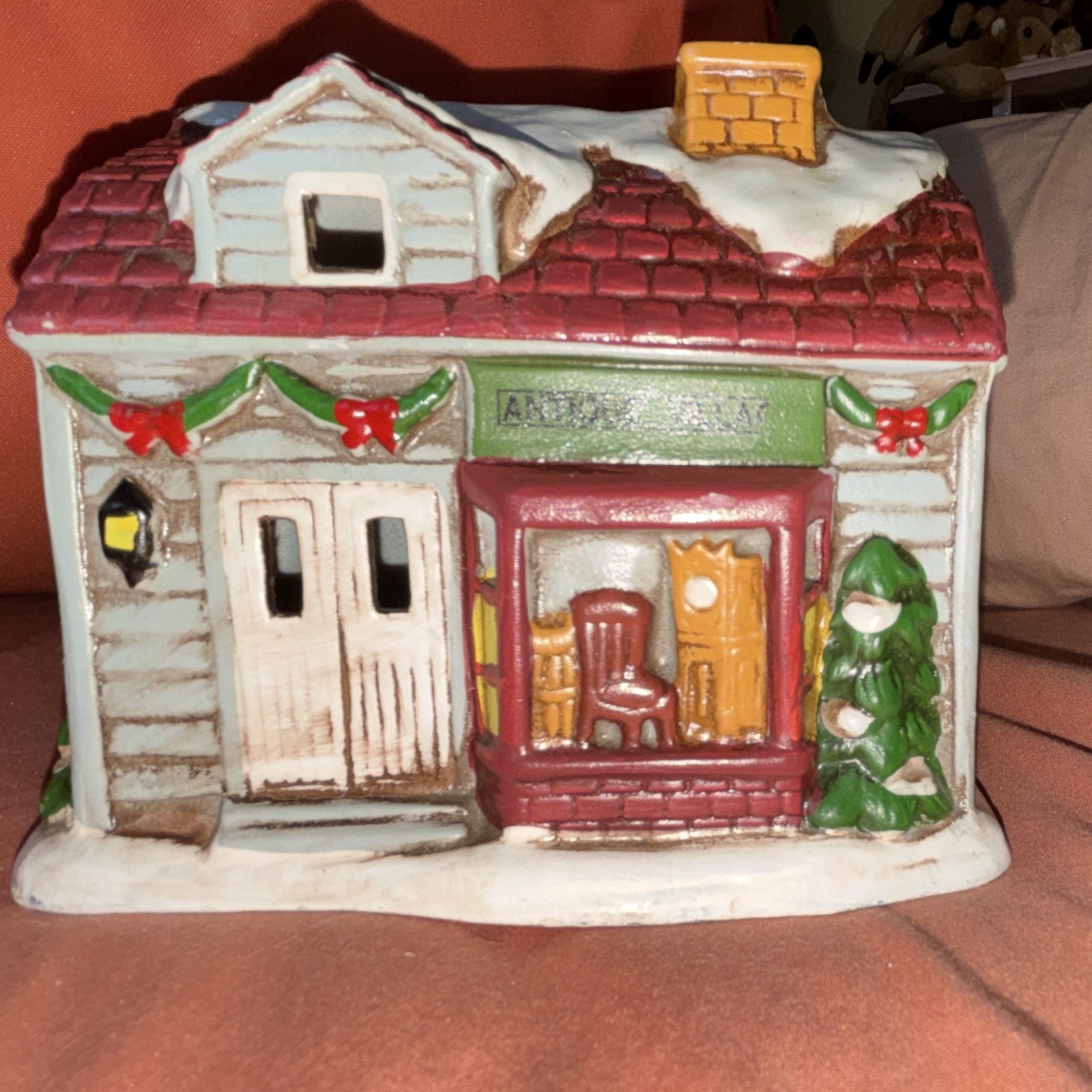 Ceramic & Porcelain Christmas Village House Painted Multicolor Snow 3D Effect