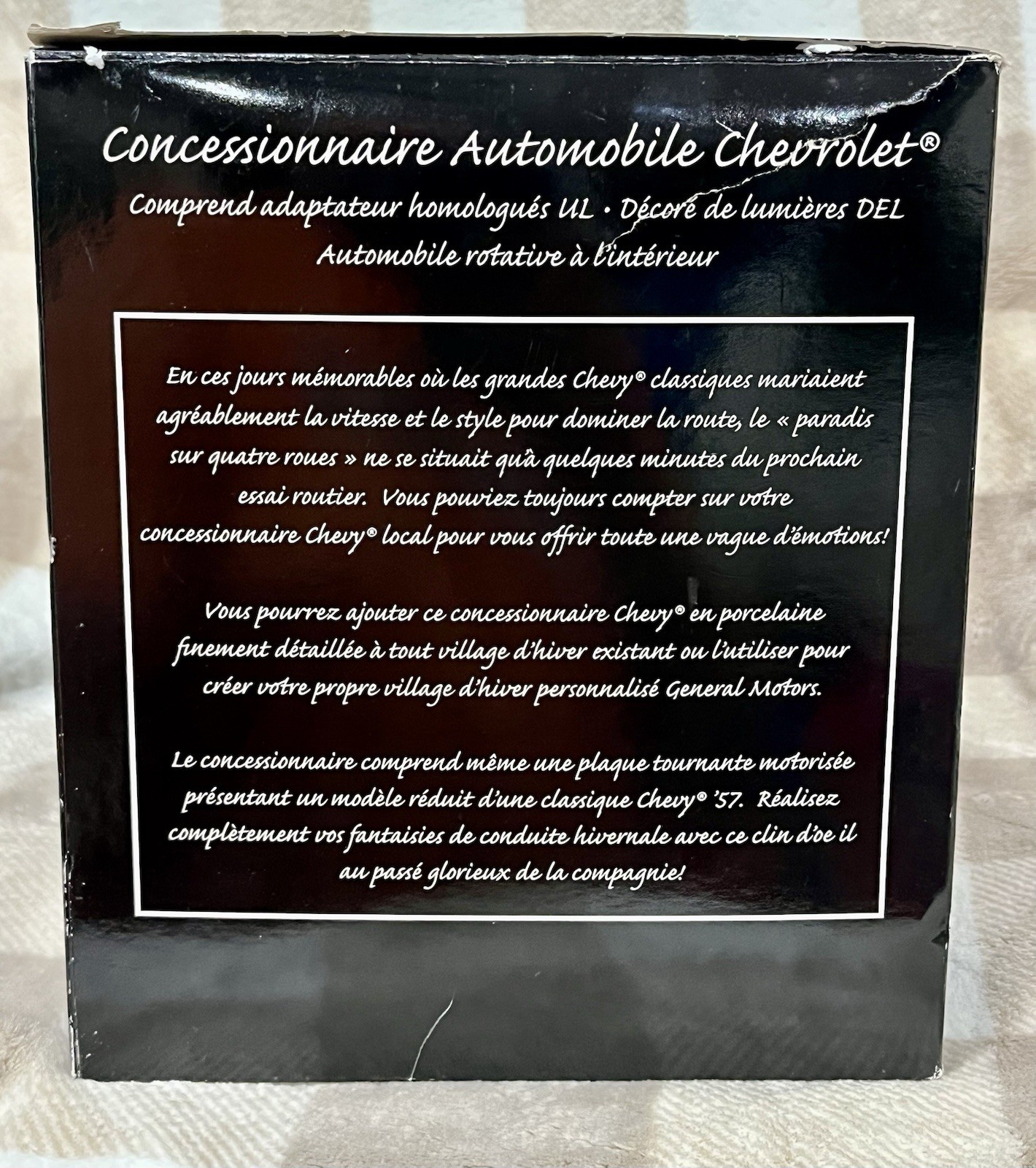 American Classics Chevrolet Dealership Christmas Village Lights Rotating GM Car