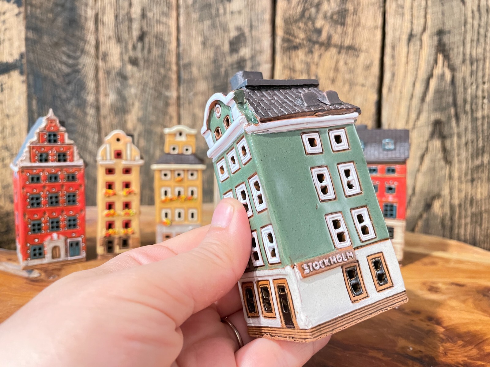 Ceramic house Christmas village Ceramic tealight Mini houses set Stockholm