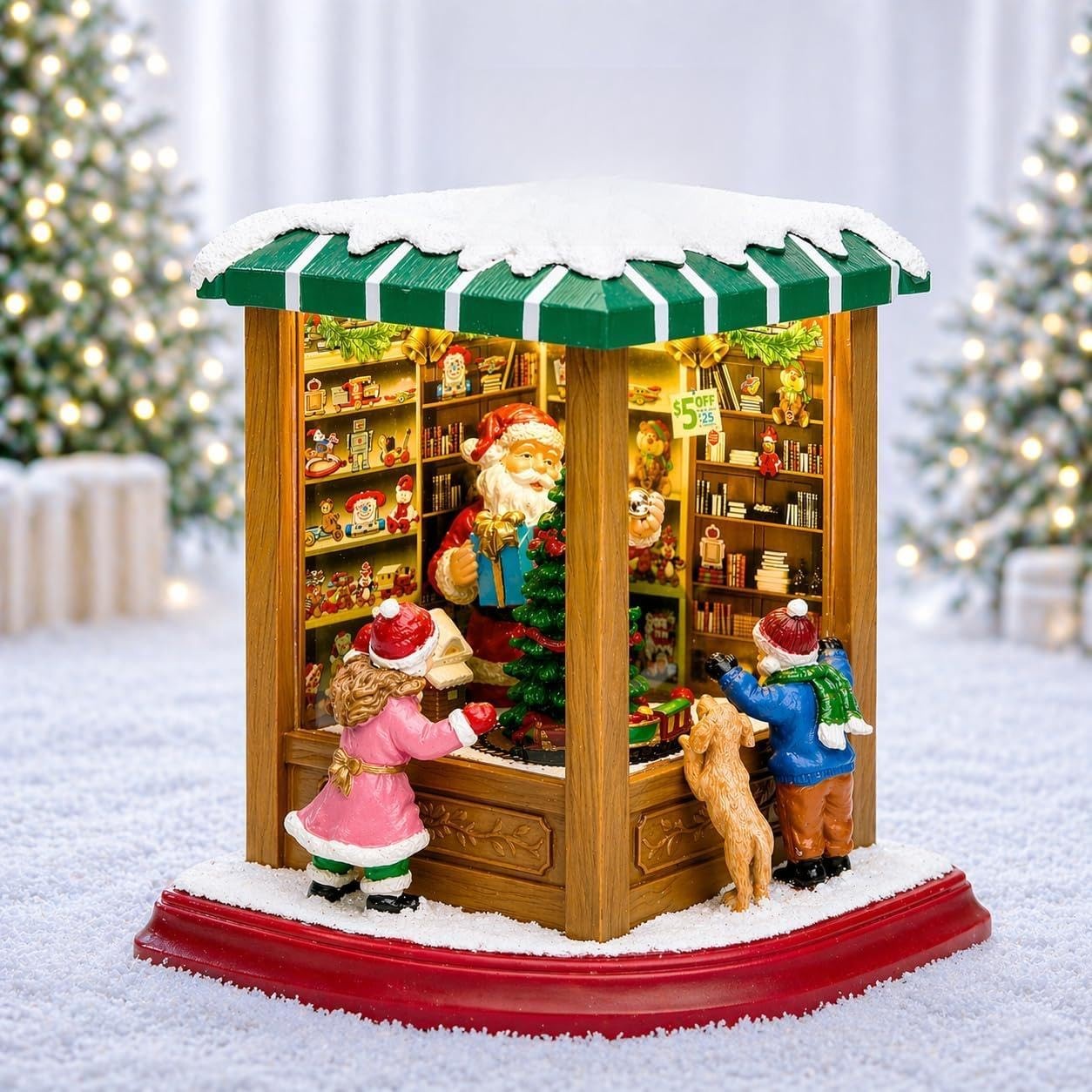 Lighted Santa’s Christmas Village LED Lights, Music & Animation Battery Opera…