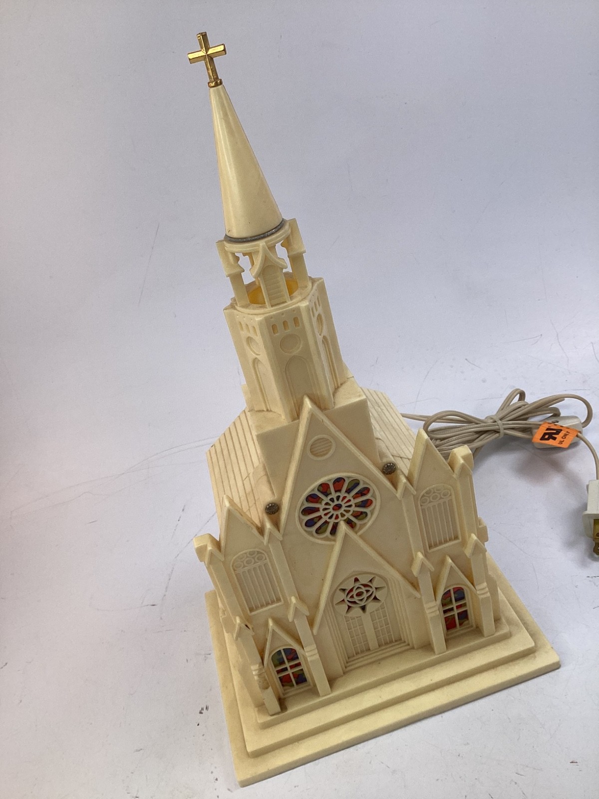 Raylite Electric Corp Lighted Musical Church Cathedral Vintage Christmas free sh