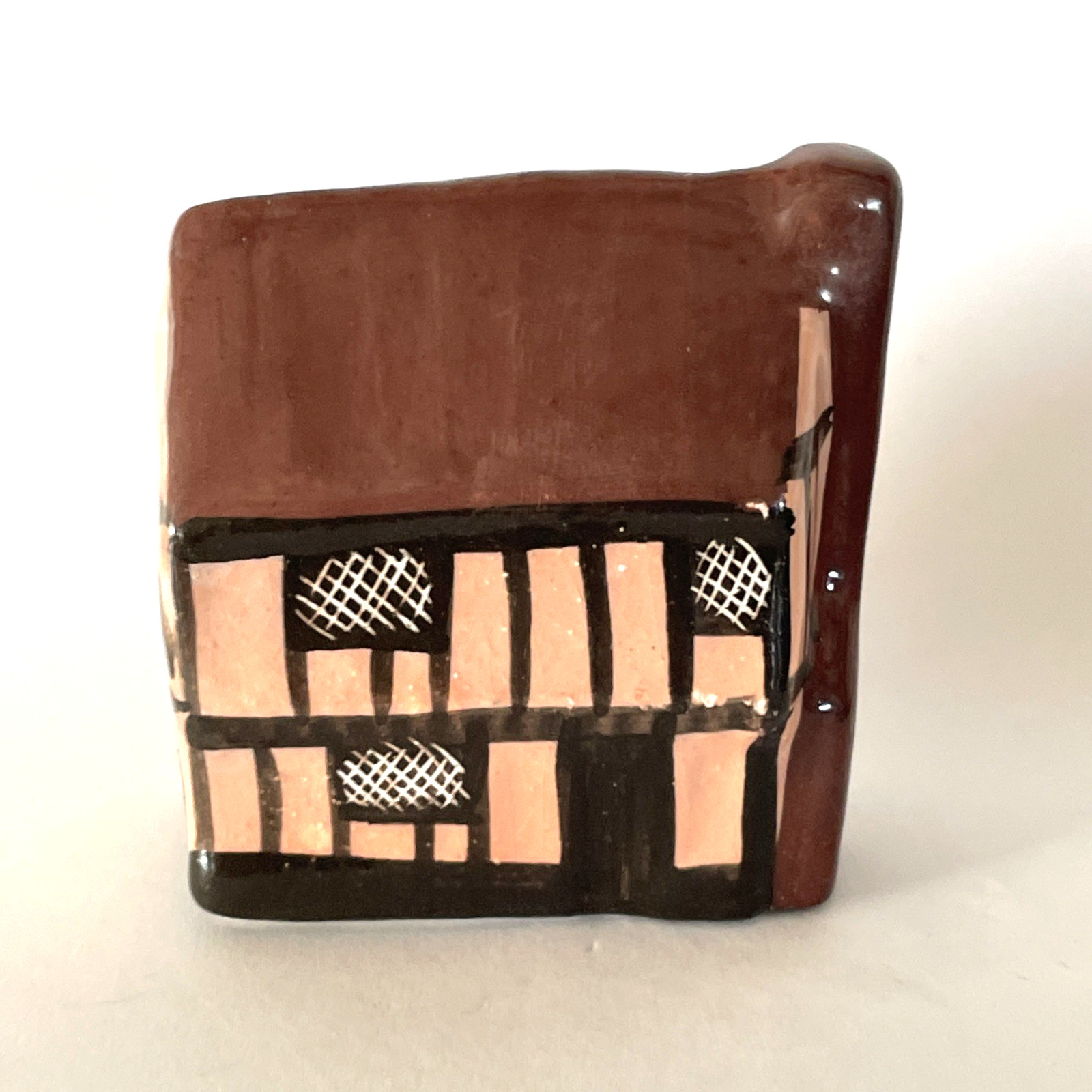Mini Village Houses Mudlen End Studio Felsham Suffolk Ceramic #17R Brown Cottage