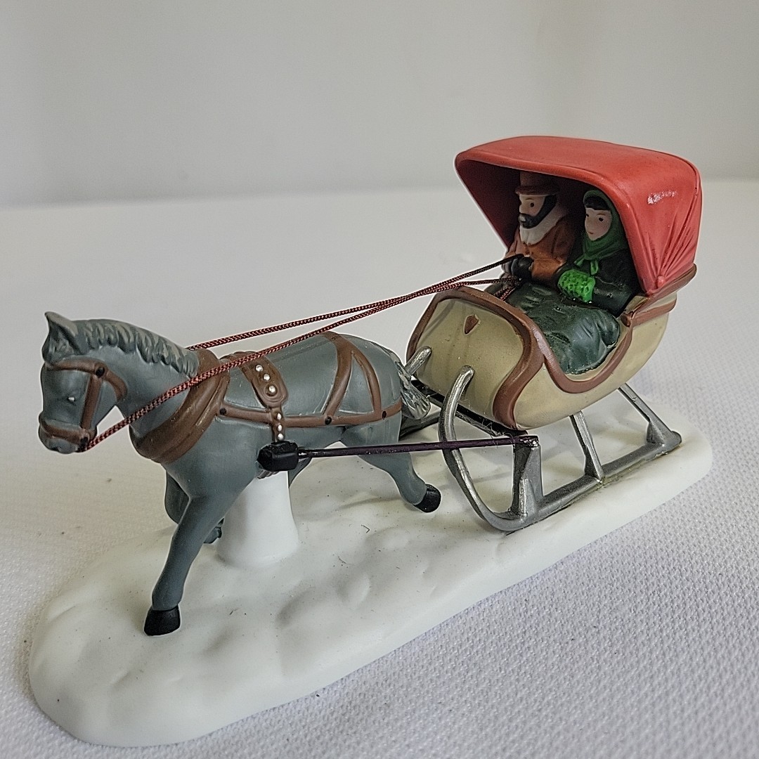 Dept 56 Dickens Christmas Heritage Village ONE HORSE OPEN SLEIGH -1986 Accessory