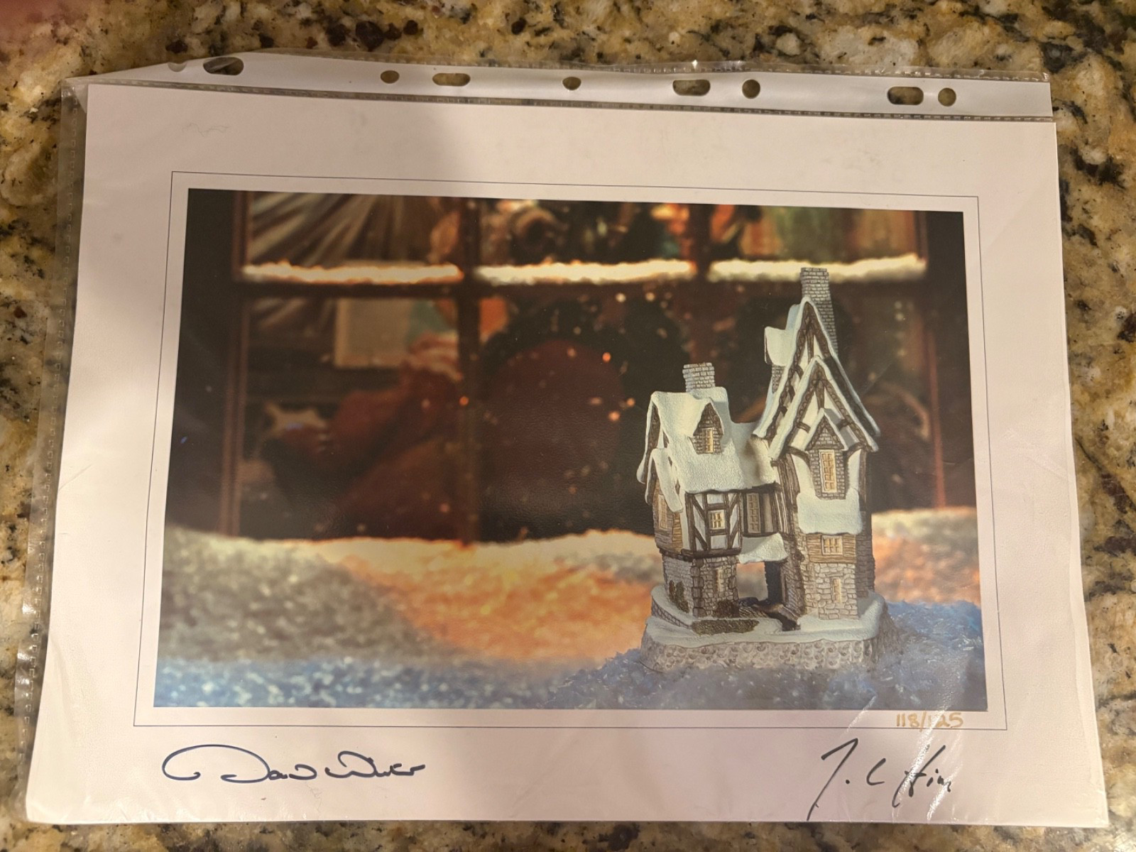 RARE David Winter Cottages “Fred’s Home” Christmas Special 1991 Signed Picture