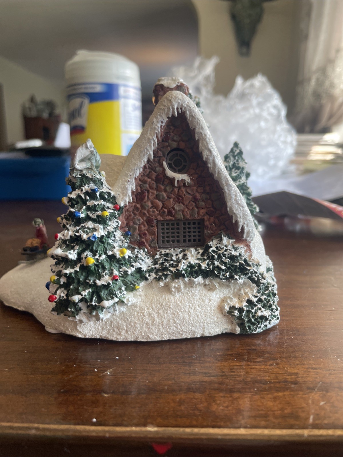 Thomas Kinkade the Sleigh Ride Christmas Village House 2009 Teleflora Light-Up