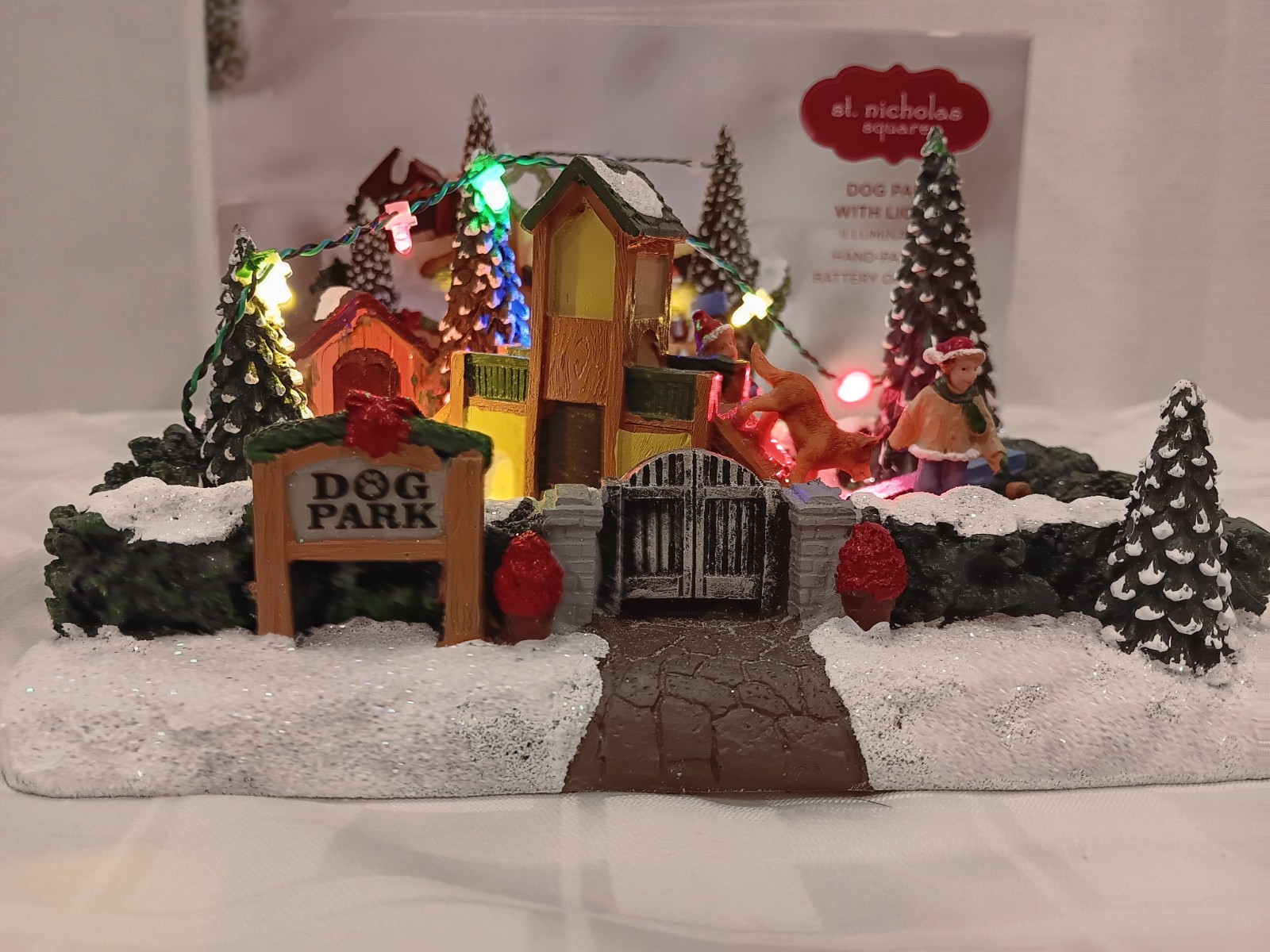 Dog Park with Lights St. Nicholas Square Illuminated Hand Painted