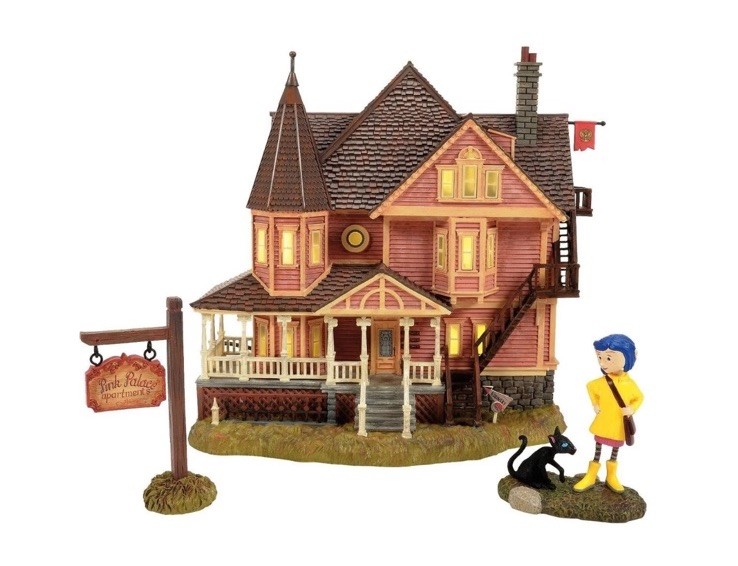 Department 56 Fright Ave Coraline The Pink Palace Apartments Set of 3 6015607