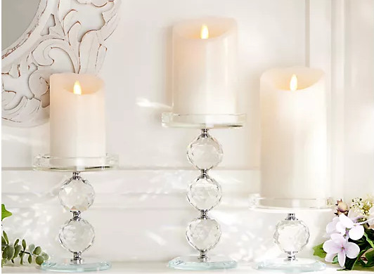 Set of 3 Faceted Glass Crystal Pedestals by Valerie