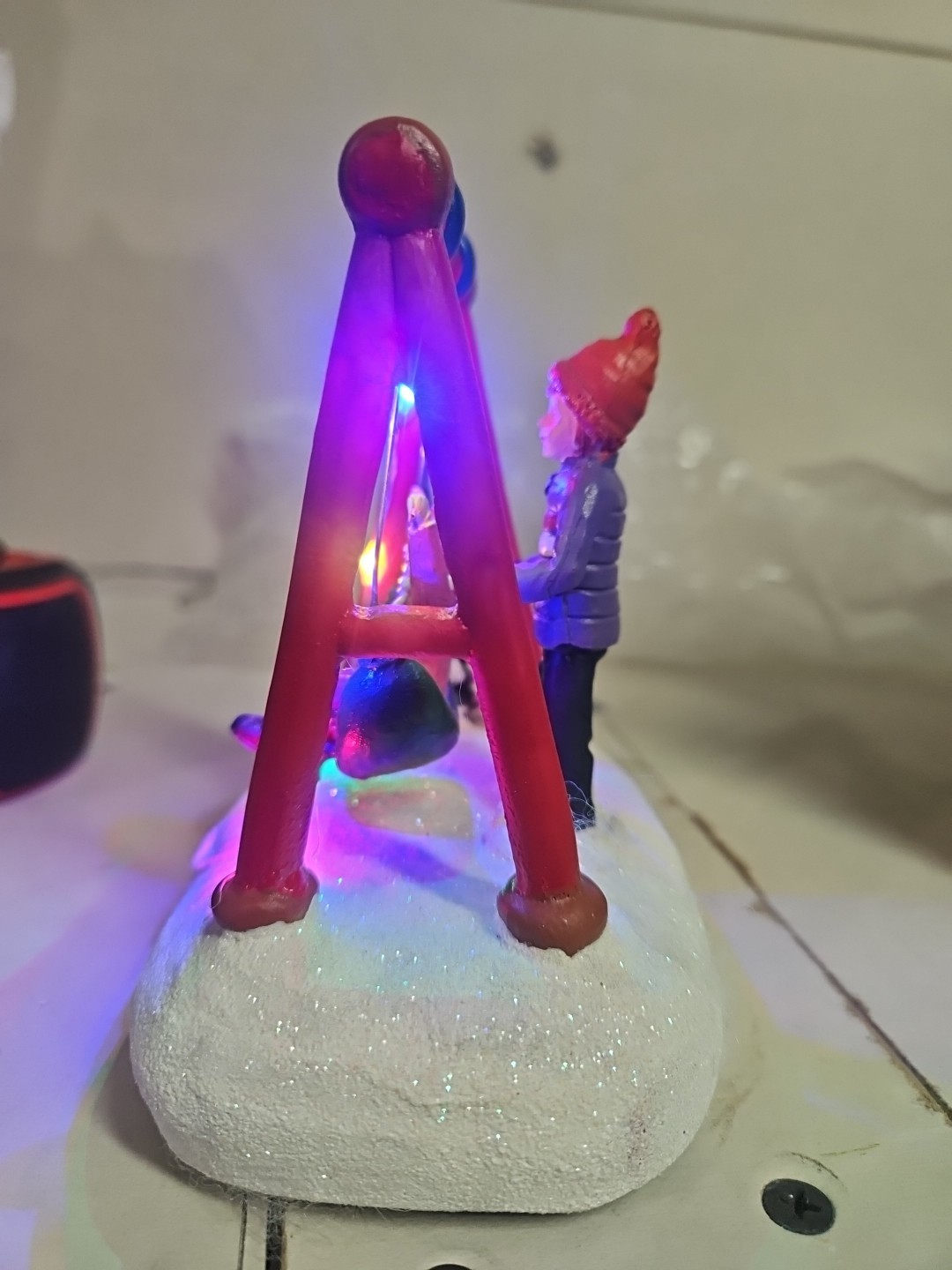 FG Square LED Lighted Swing in the Snow for Christmas Village in Box