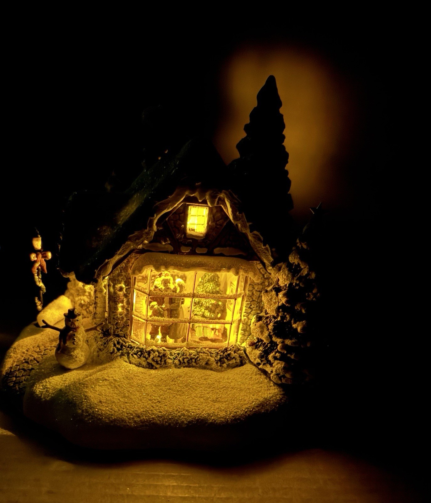 Thomas Kinkade Stillwater Cottage Christmas Village House Teleflora Light Up Vtg