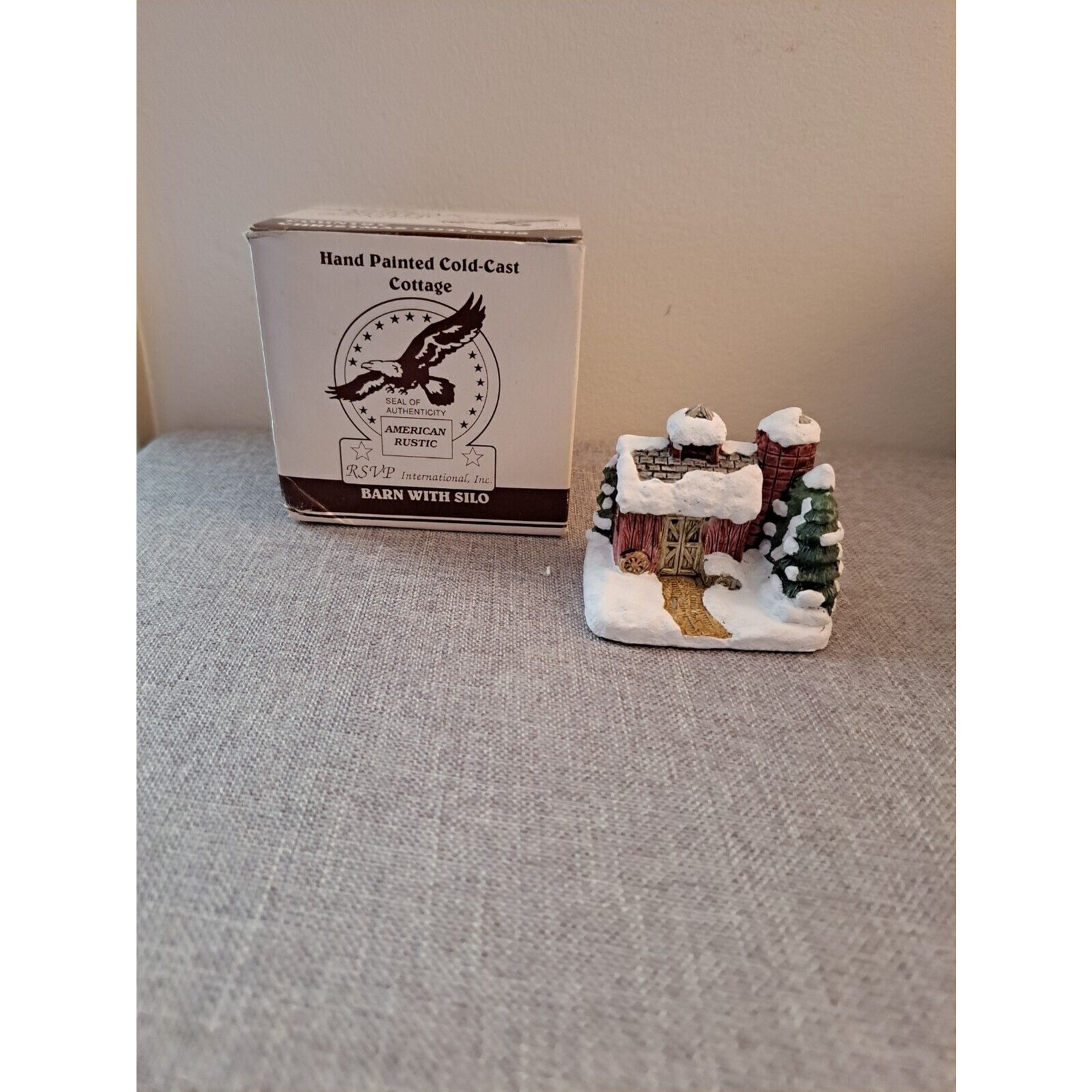 1989 American Rustic Hand-Painted Cold-Cast Christmas Village Complete Set