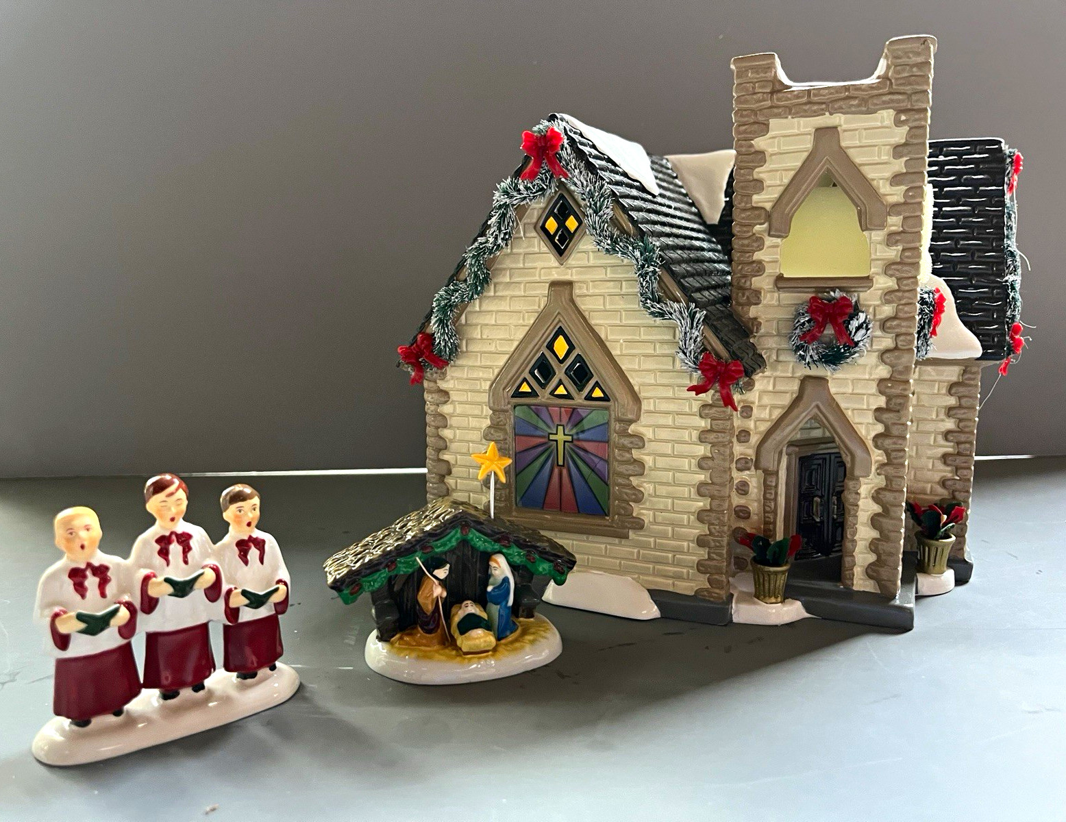 Department 56 Snow Village Golden Cross Church Ceramic Boxed Set, 4 Pack