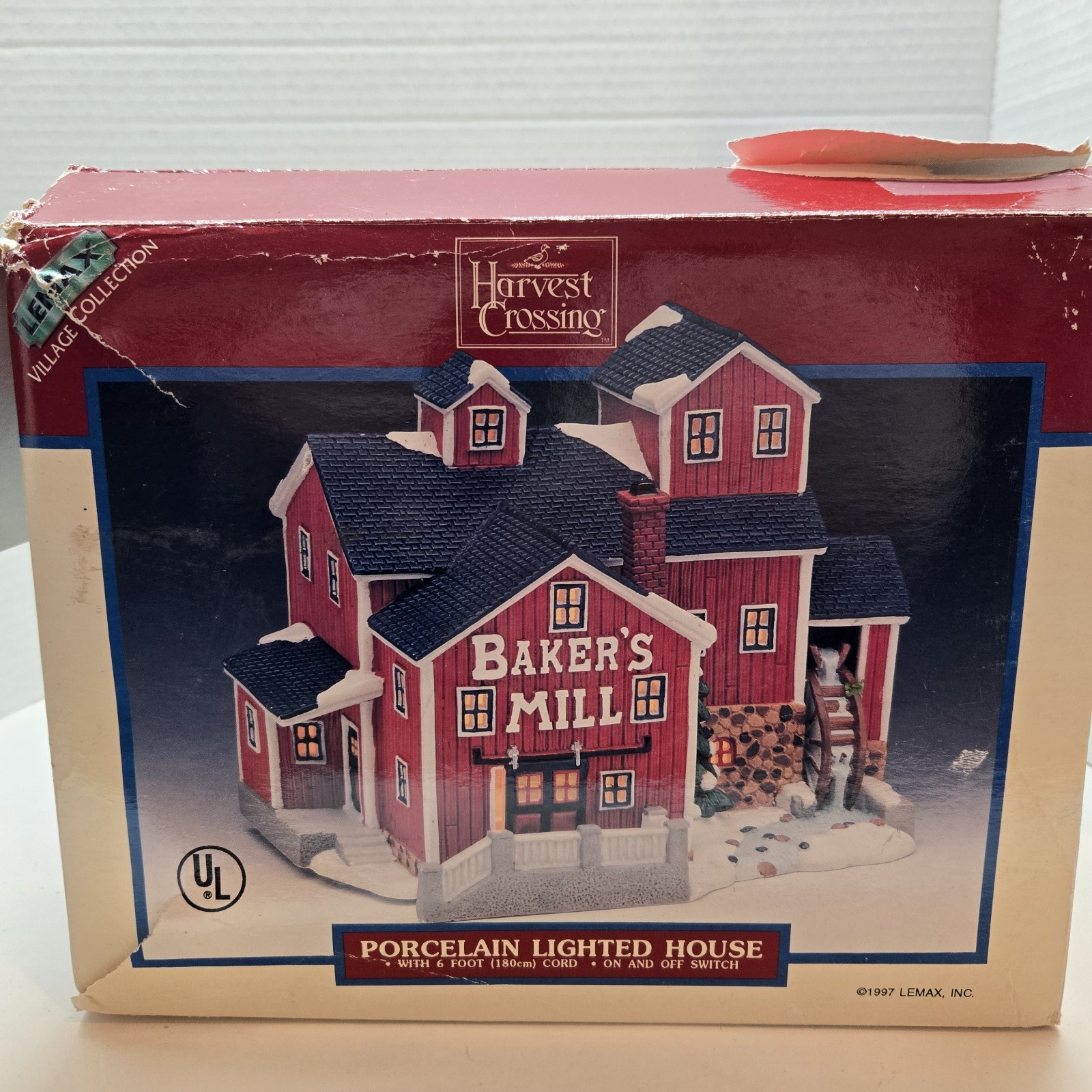 Lemax 1997 Baker’s Mill Harvest Crossing 75240 Water Wheel Rare W Orig. Box