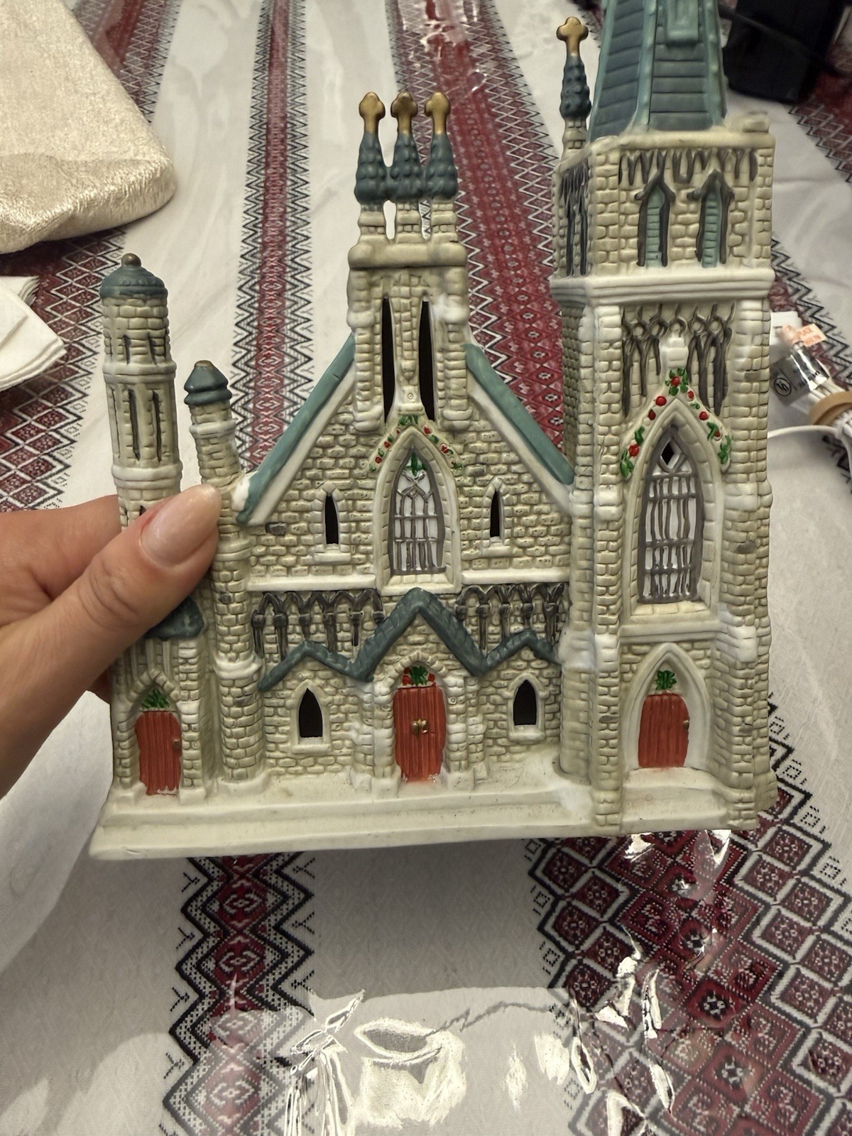 Vintage Lighted Ceramic Gothic Church Cathedral Christmas Village House Decor