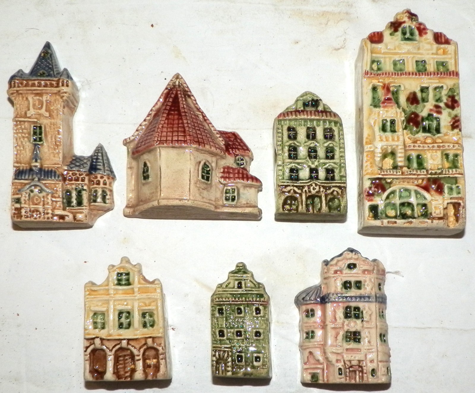 Hand Painted European Town Houses Vintage Ceramic Miniature Prague
