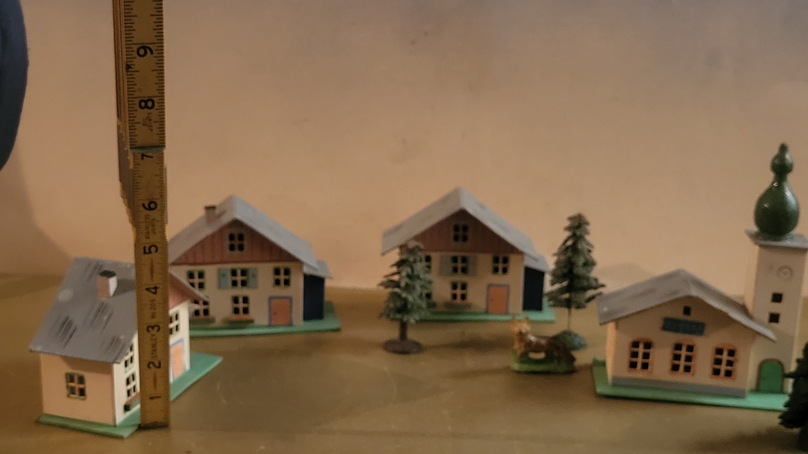 Antique German Putz Bavarian Alpine Christmas Village Cardboard Set w Acces.
