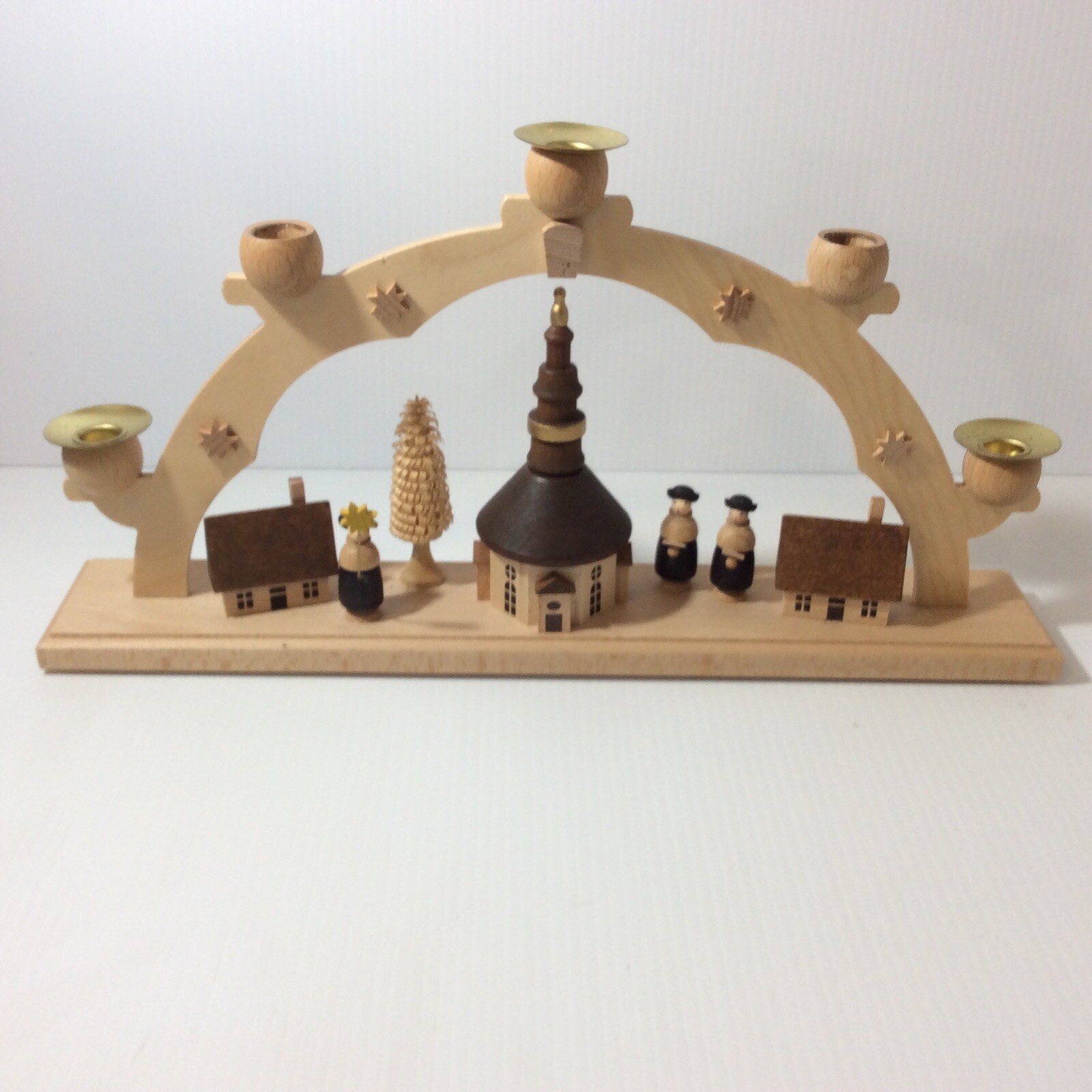R G Seiffen Church Village Candle Arch Christmas Ornament Wood Handmade Germany