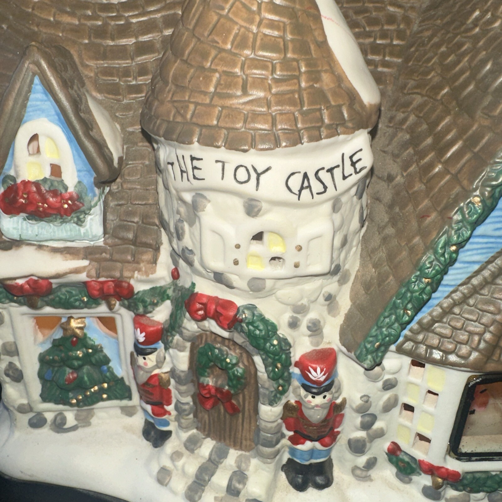 2002 Snowflake Falls Holiday Toy Castle Lighted Porcelain Christmas Village