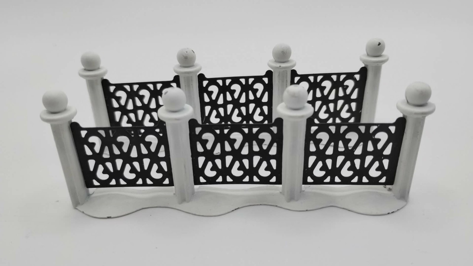 Lot of TWO Vintage Department 56 R.O.C. Christmas Village Accessory Fence B/W