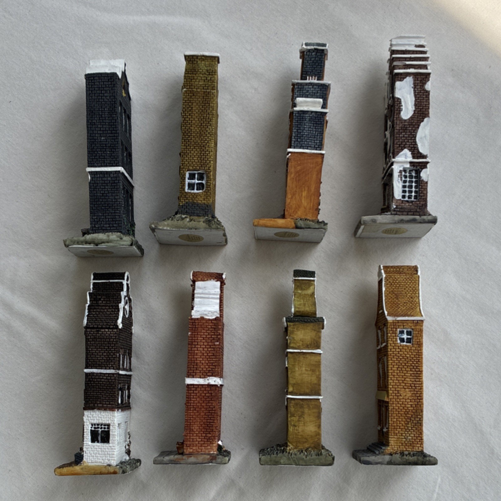 K’s Collection Miniature City Houses Set of 8 Resin Painted Multicolor Decor