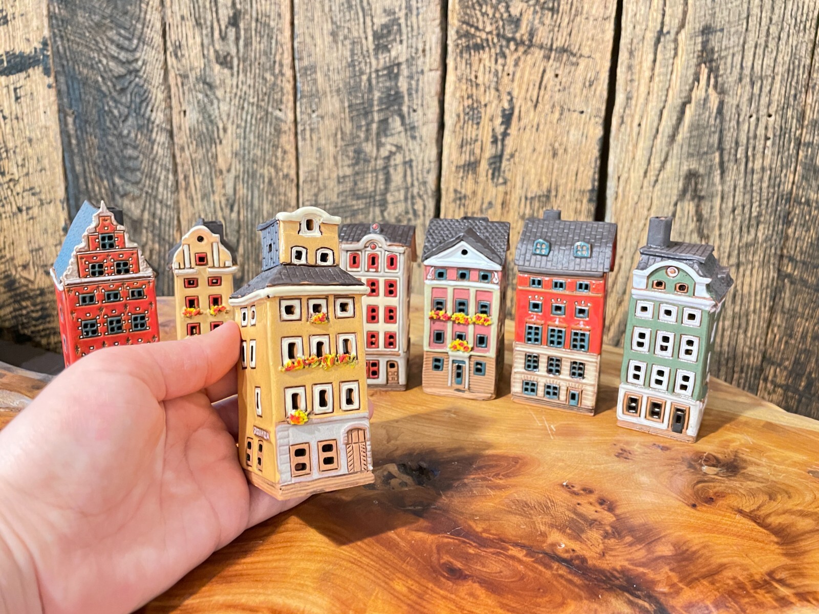 Ceramic house Christmas village Ceramic tealight Mini houses set Stockholm