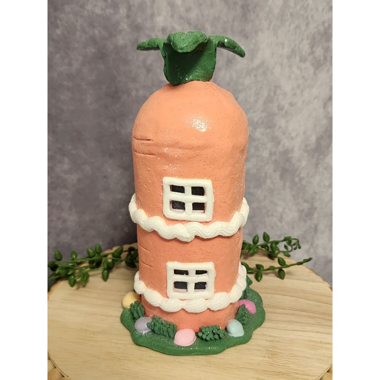 Easter Gingerbread House Figurine Carrot Bunny Glitter Resin 8.5″ Spring NEW