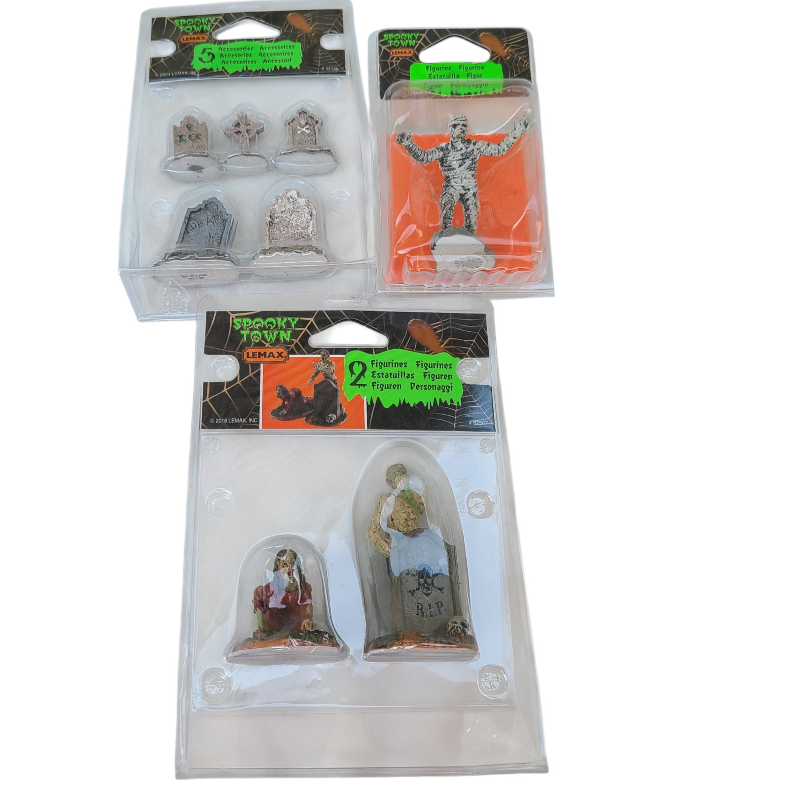 Lemax Spooky Town LOT Zombie Tombstone & Mummy 82567 42039 44145 NEW Halloween