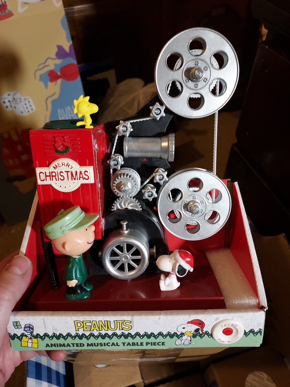 Snoopy Animated Musical Christmas Film Movie Projector Charlie Brown Peanuts