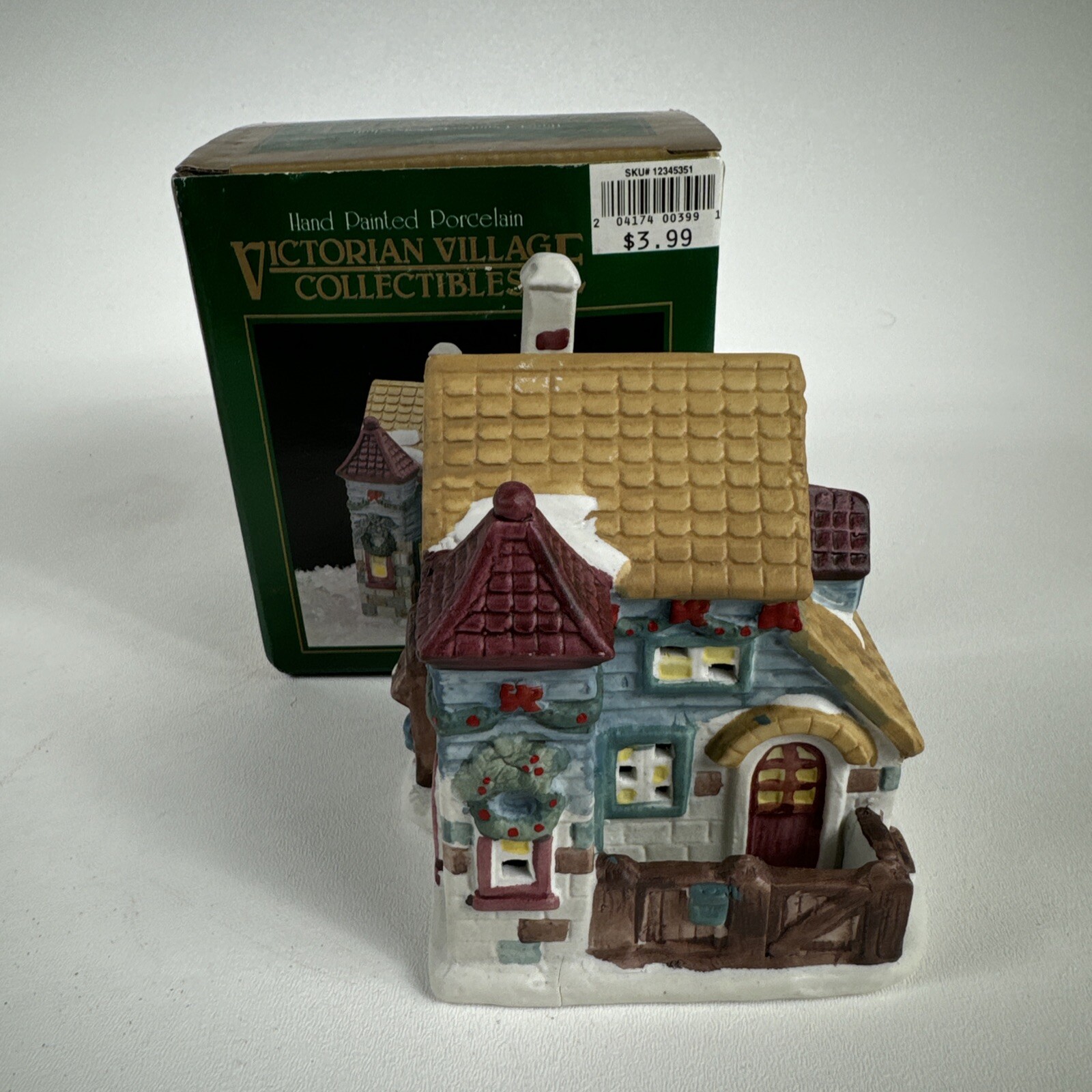 Victorian Village Collectibles Lighted Christmas House Porcelain w/ Box Small