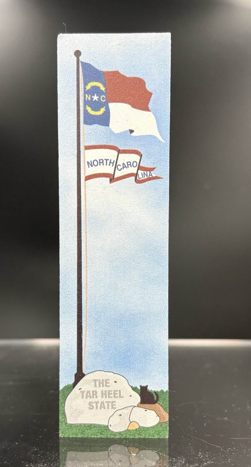 The Cat’s Meow Village North Carolina State Flag Hand Painted Wood Signed Faline