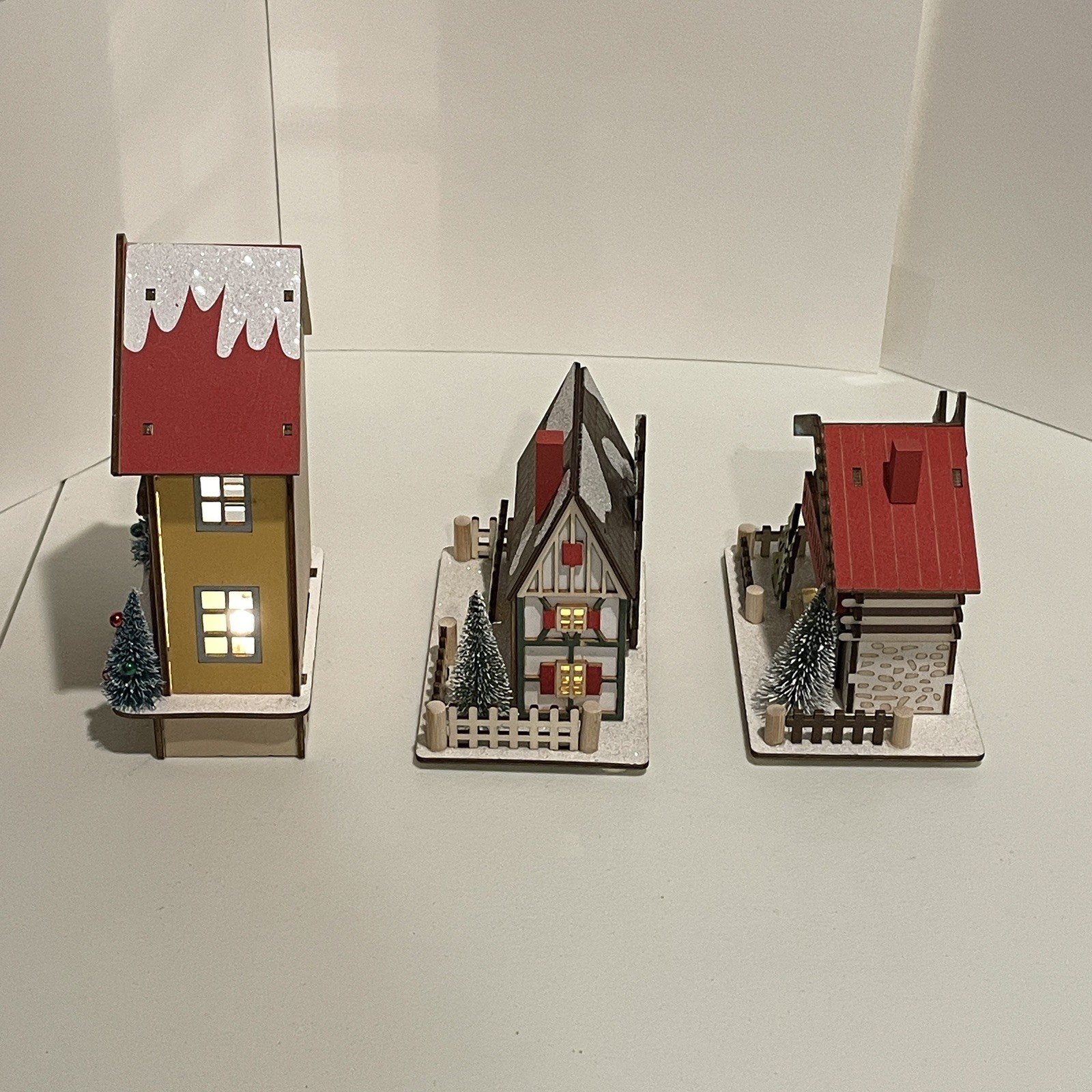 World Market Laser Cut Wood LED Shop Christmas Village German Toy Shop Houses