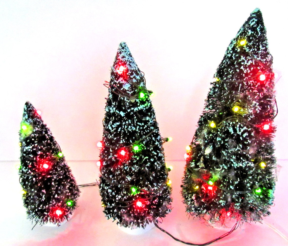 DEPT 56 “TWINKLING LIT TREES” ~ (SET OF 3) ~ *** BATTERY OPERATED ***