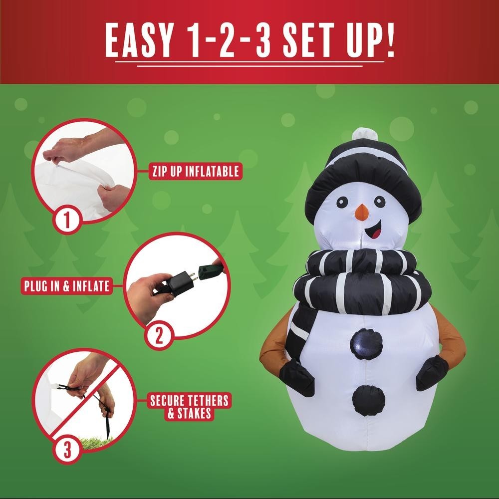 4′ Lighted LED Snowman Christmas Inflatable Fun Holiday Indoor Outdoor Decor