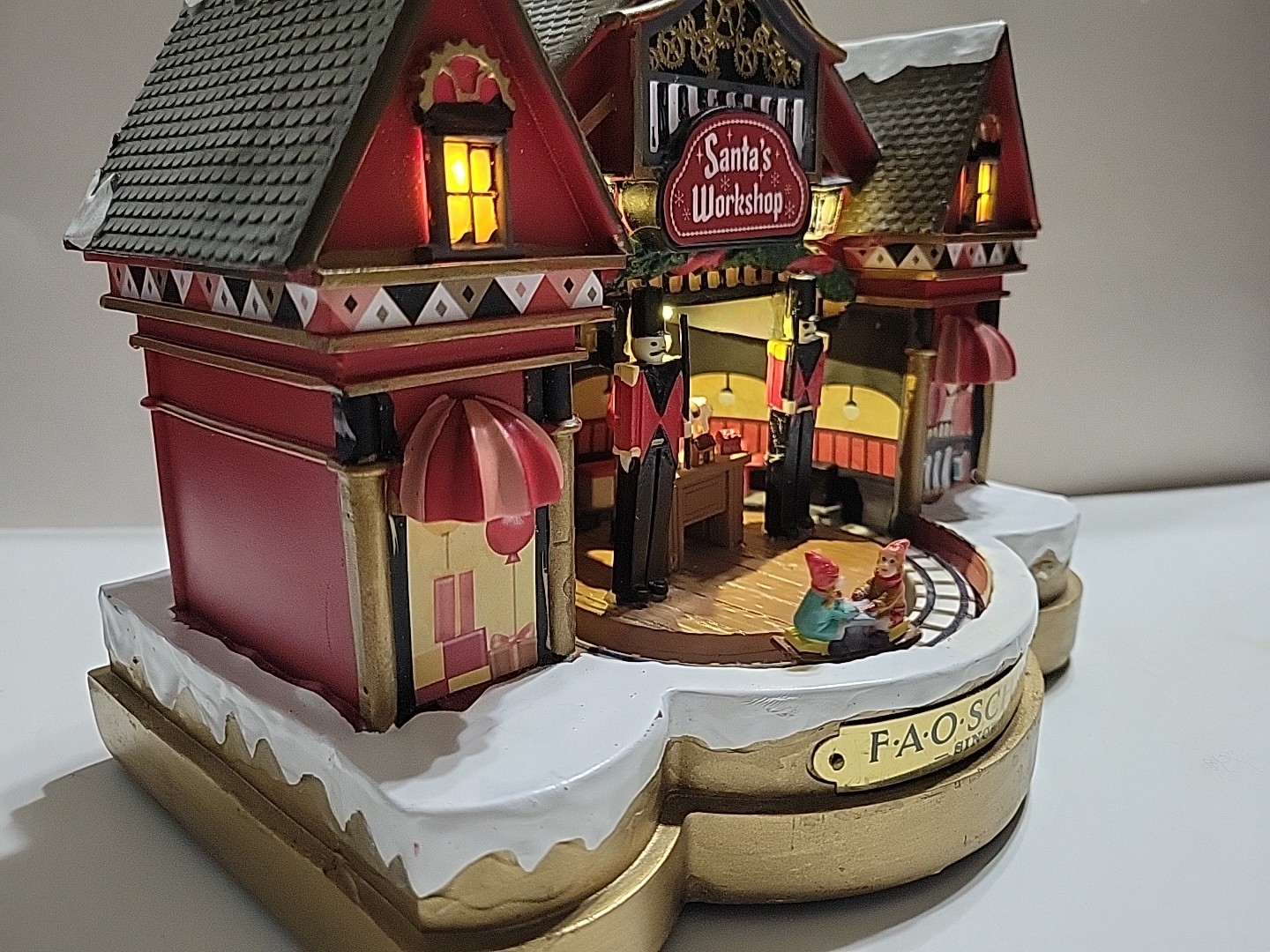 Santa’s Workshop Animated Musical w/Train FAO Schwarz Christmas Display Building