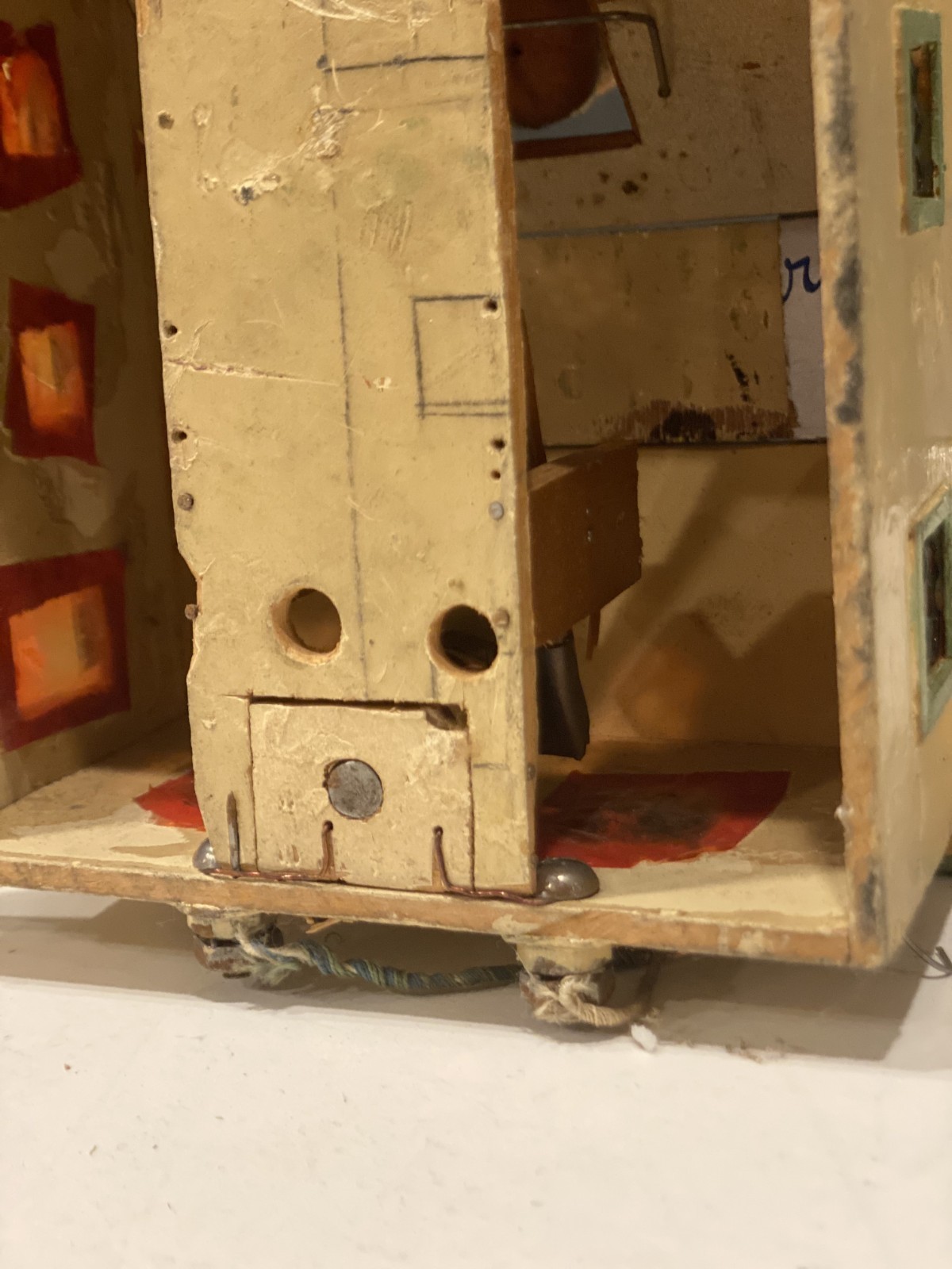Antique Miniature Erzgebirge Putz Wooden Village House’s Farm Carved Animals